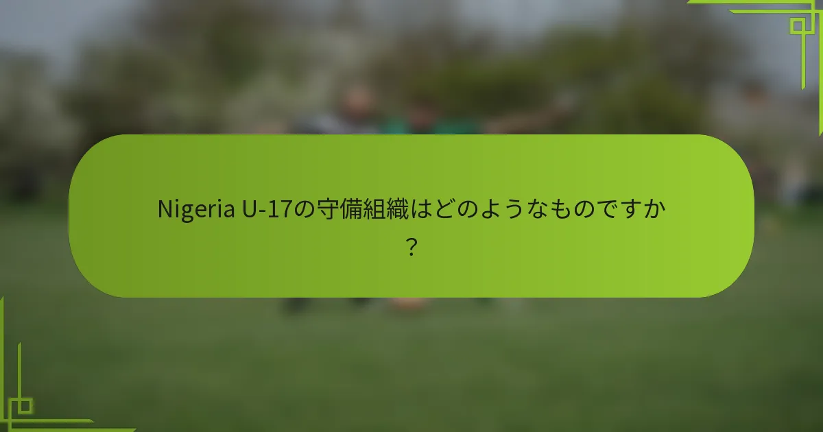Nigeria U-17の守備組織はどのようなものですか？